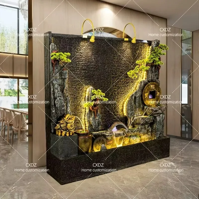 Water Curtain Wall Rockery Running Water Screen Outdoor Courtyard Landscaping Office Living Room Store Hotel Water Feature