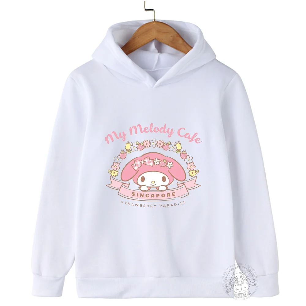 Spring and Fall 2024 children's Sanrio Melody clothing girls sweatshirt hoodie top hooded graffiti cartoon print cute style