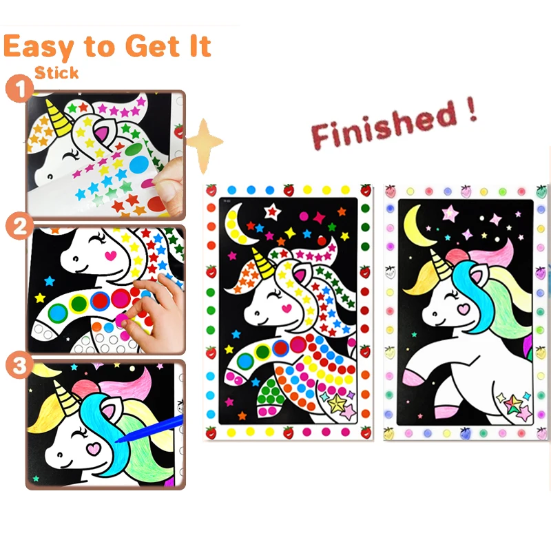 Cartoon Animal Drawing Mosaic Sticker Funny Puzzle Dot Stickers For Kids Children Early Educational Patience Training Toys