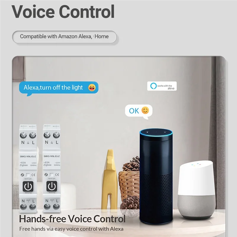 A69Z TUYA 63A 1P+N Zigbee Smart Circuit Breaker With Metering Smart Home Wireless Remote Control Smart Life Alexa Home