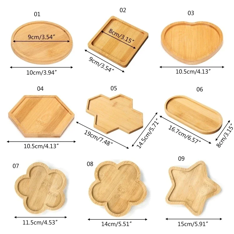 Multi Bamboo Tray Wood Saucer Flower Pot Tray Cup Pad Coaster Plate Kitchen Decorative Plate Creative Coaster Coffee Cup Mat