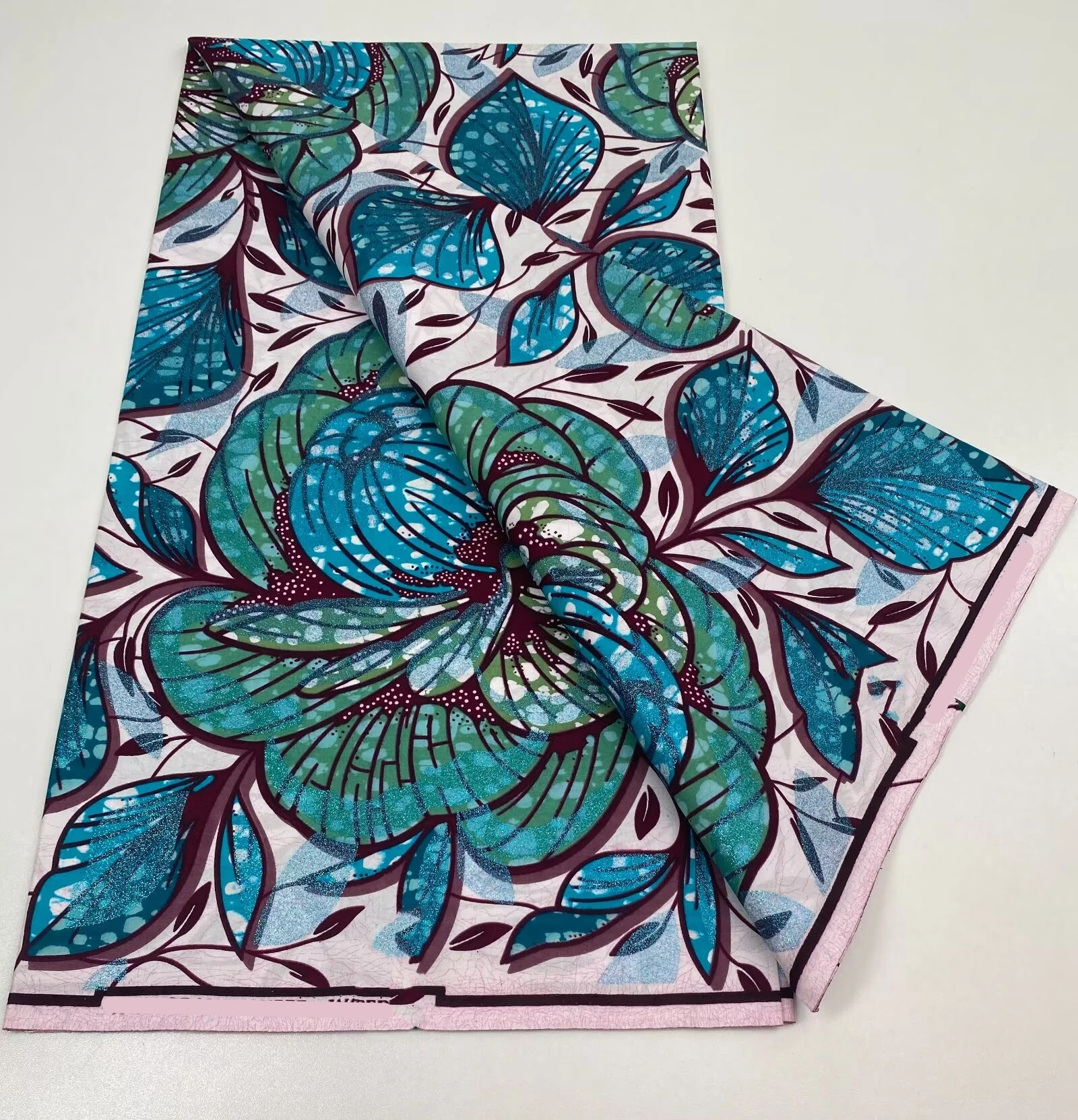 

High Quality African Glitter Grand Wax Fabric 100% Cotton Nigerial Golden Wax Print Batik Loincloth Pagne Wax for Dress N5-814-2