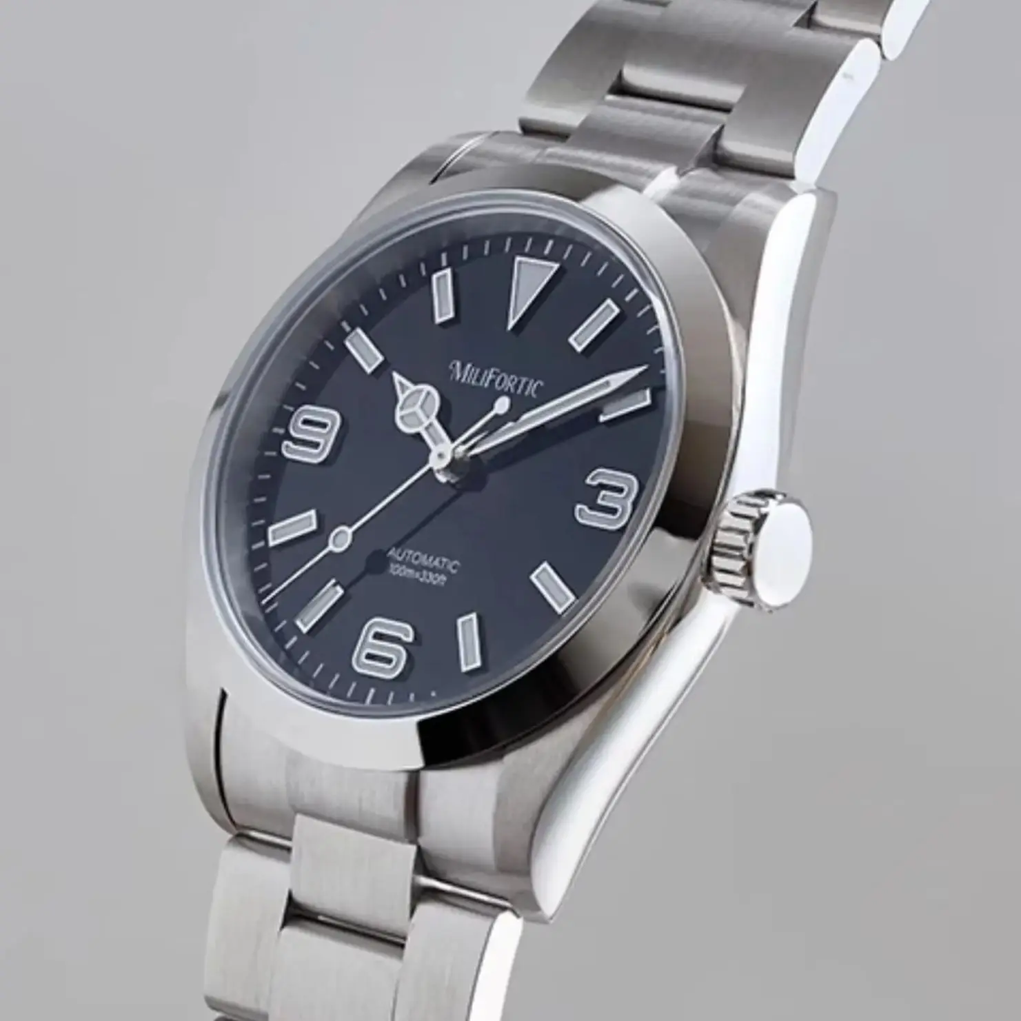 

Milifortic Men Automatic Watch 36mm Pilot Mechanical Wristwatch 10Bar Waterproof C3 Luminous Sapphire Mirror NH38