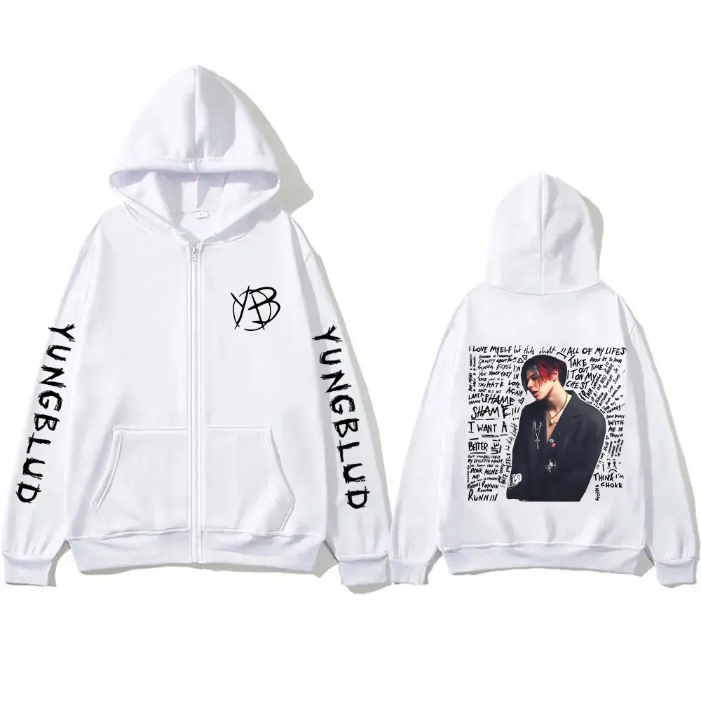 Singer Yungblud I Love Myelf All of My Life's Sudadera con capucha con cremallera Hombres Mujeres Vintage Algodón Zip Up Sudaderas con capucha Rock Chaqueta con cremallera de gran tamaño