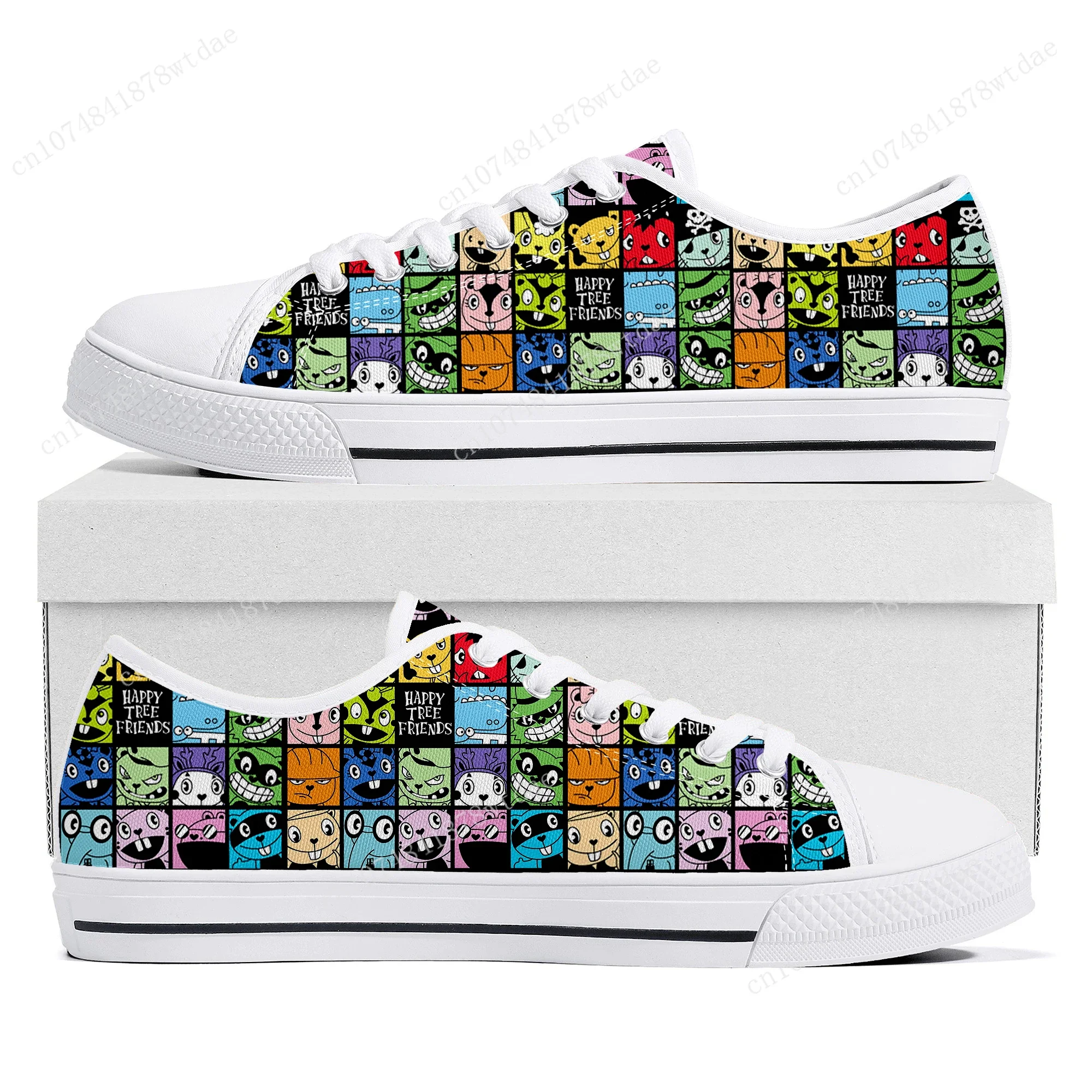 Happy Tree Friends Low Top Sneakers Women Men Teenager Cuddles High Quality Canvas Sneaker Couple Comics Manga Custom Made Shoes