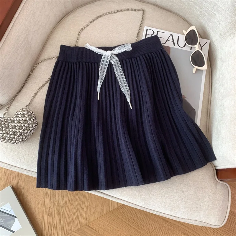 Frauen Rock Solide Einfache Elegante Kurzen Rock Beige Grau A-Line Hohe Taille Koreanische Sexy Mini Rock Plissee Herbst Winter