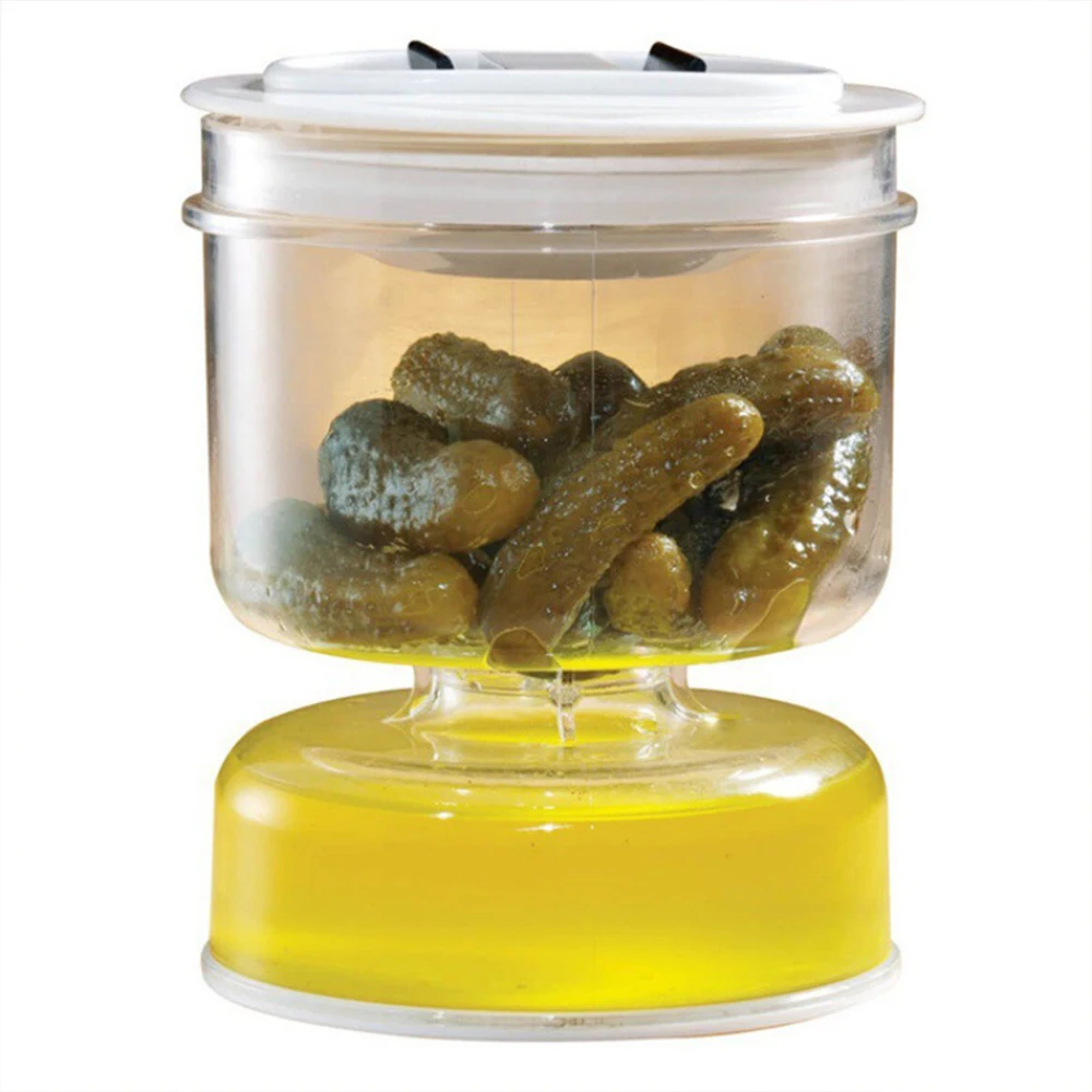 

Pickles Jar With Forks Dry Wet Dispenser Pickle Olives Hourglass Cucumber Container Airtight Lids Kitchen Juice Separator Tool