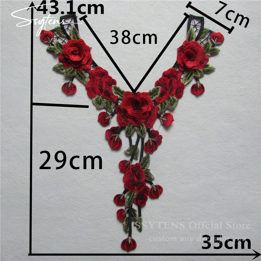 

Wholesale 3D Embroidery Rhinestone Beaded Hollow Lace Collar Applique DIY Patch - Perfect for Evening Dress Party Dress Garment