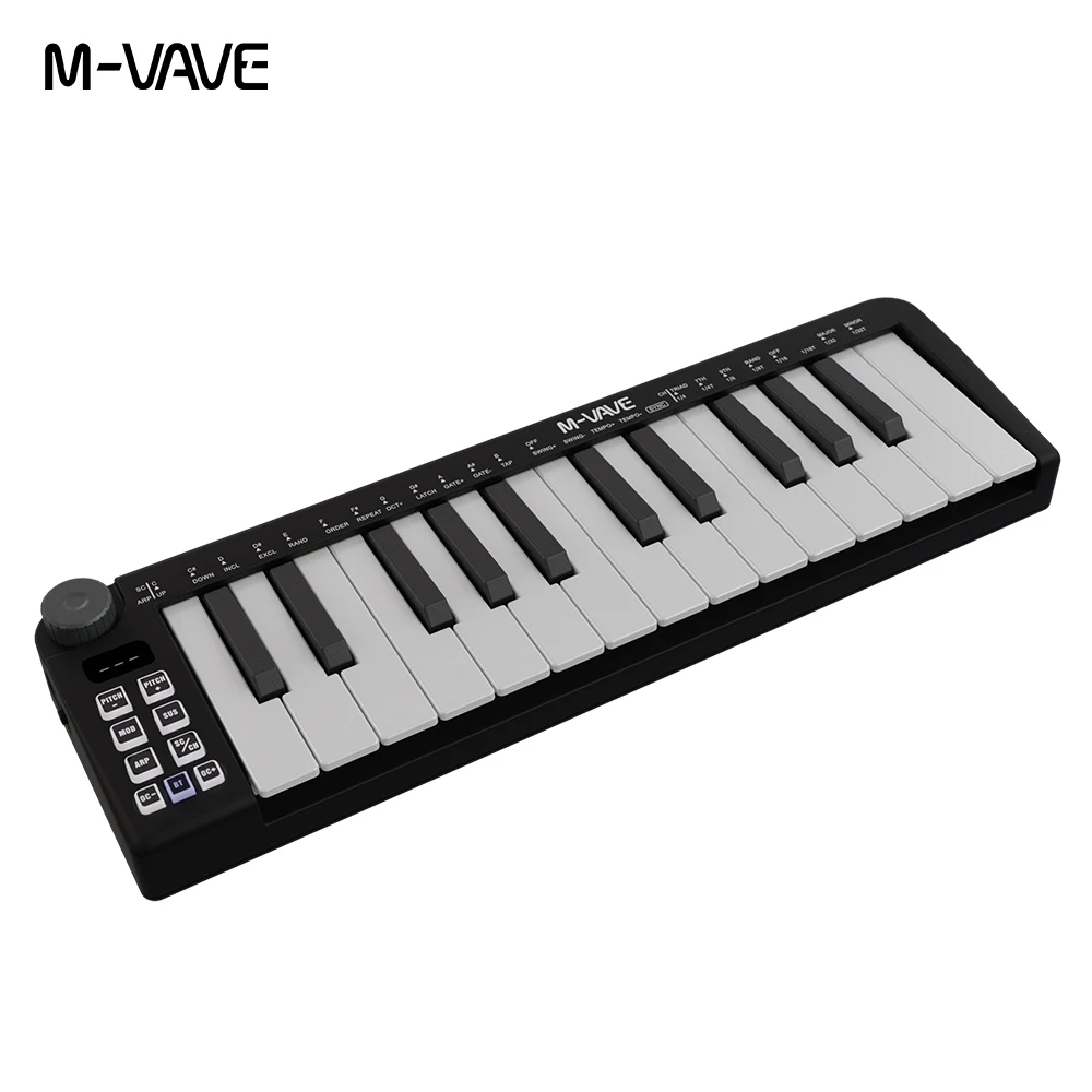 M-vave SMK-25 mini MIDI musical instruments keyboard 25 velocity sensitive keys Support wireless/USB connection portable sequenc