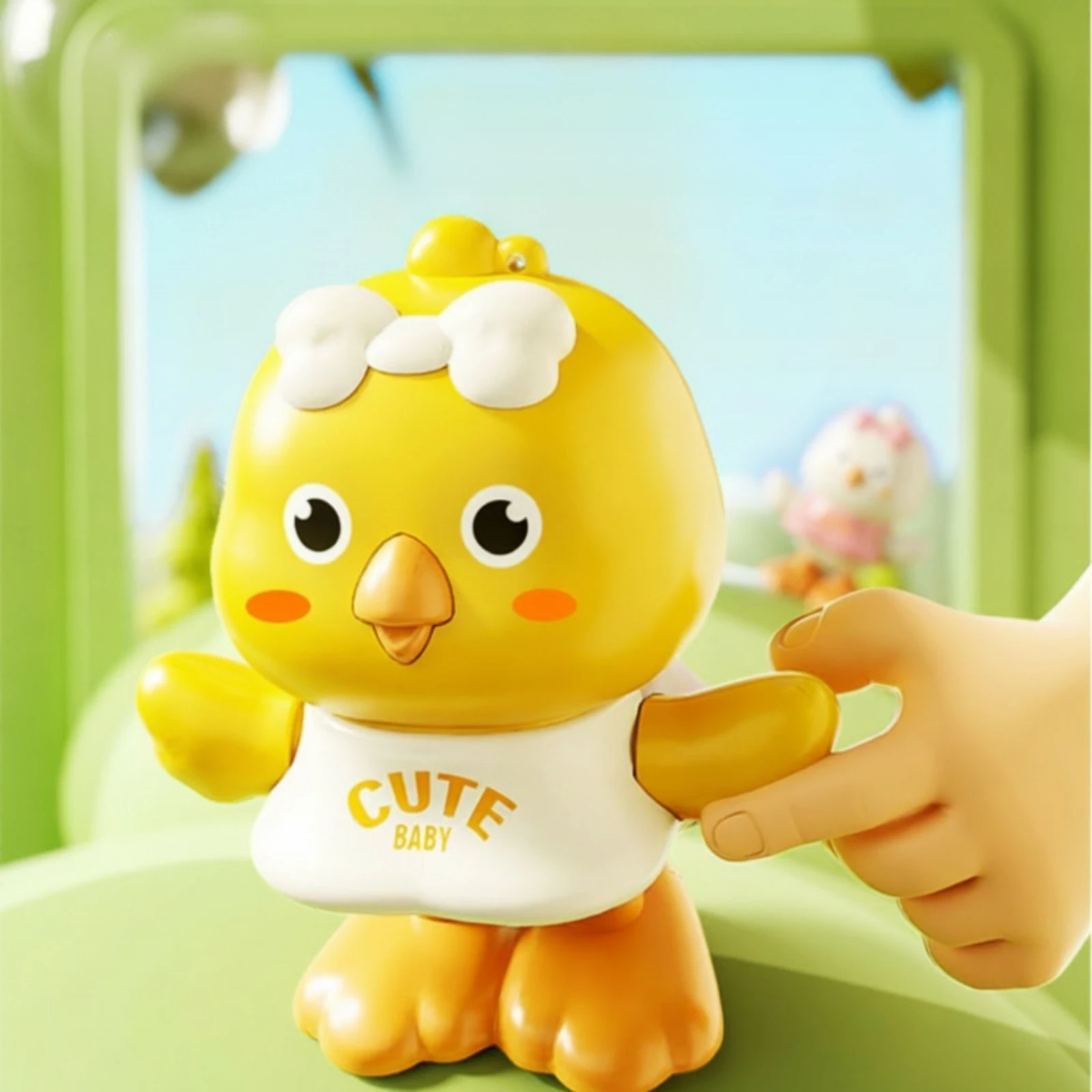 弓付きゼンマイ仕掛けひよこ-インタラクティブゼンマイ仕掛けひよこおもちゃ-ジャンピングチキンおもちゃ-子供向けのかわいいおもちゃ、パーティーの記念品
