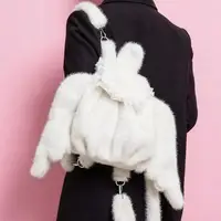 Sac à dos à ailes Style Y2k pour femmes, sac en toile d'ange mignon japonais, pompon créatif, couleur unie, sac à bandoulière de grande capacité pour étudiantes 4
