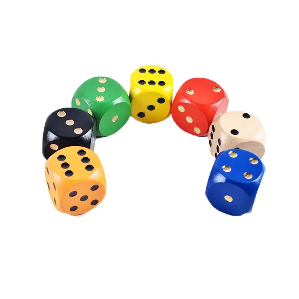 5cm 1pc Kid Puzzle Toys 6-Sided Game Party Camping Entertainment items Round Sieve Chess Props Wooden Dice Big Color Dice