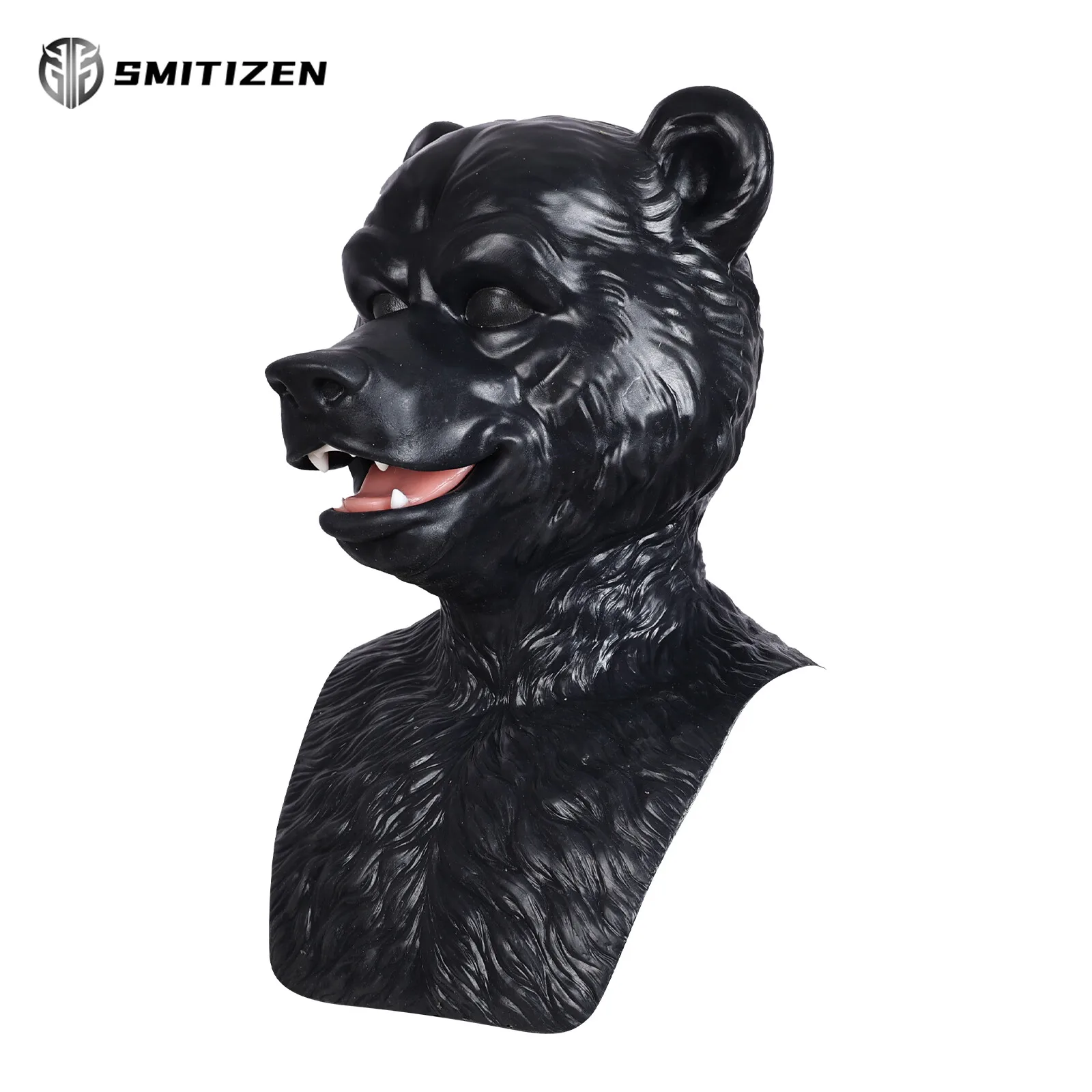 SMITIZEN Black Silicone Realistic Bear Mask Monster Masken Headwear for Halloween Party Cosplay