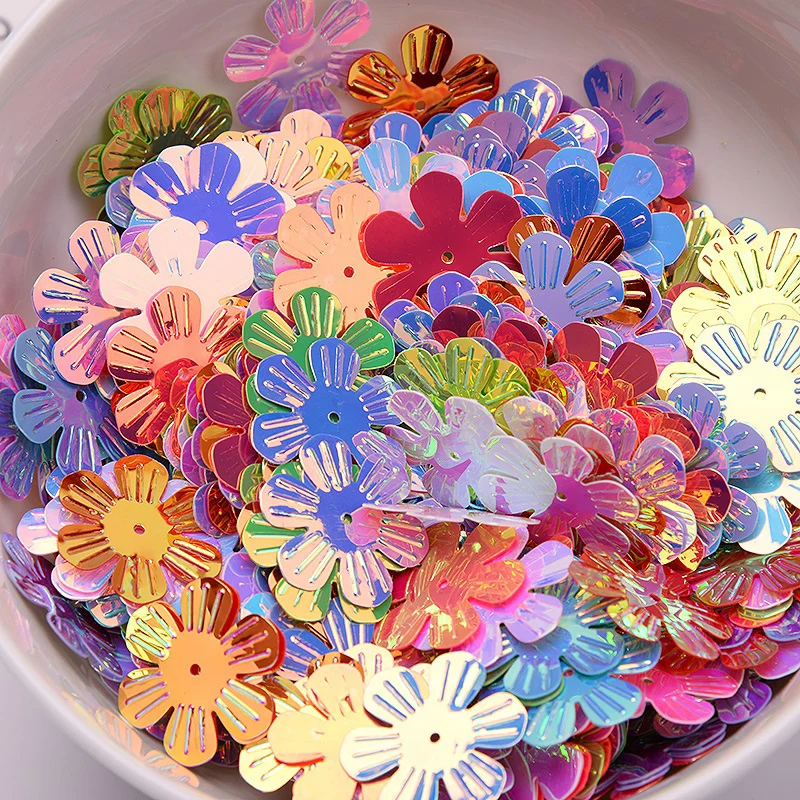 22/30mm colors Flowers Sequin Cup Round six-finger Loose PVC Sequins For Crafts DIY Sewing Gament Clothing Accessories 10/20/50g