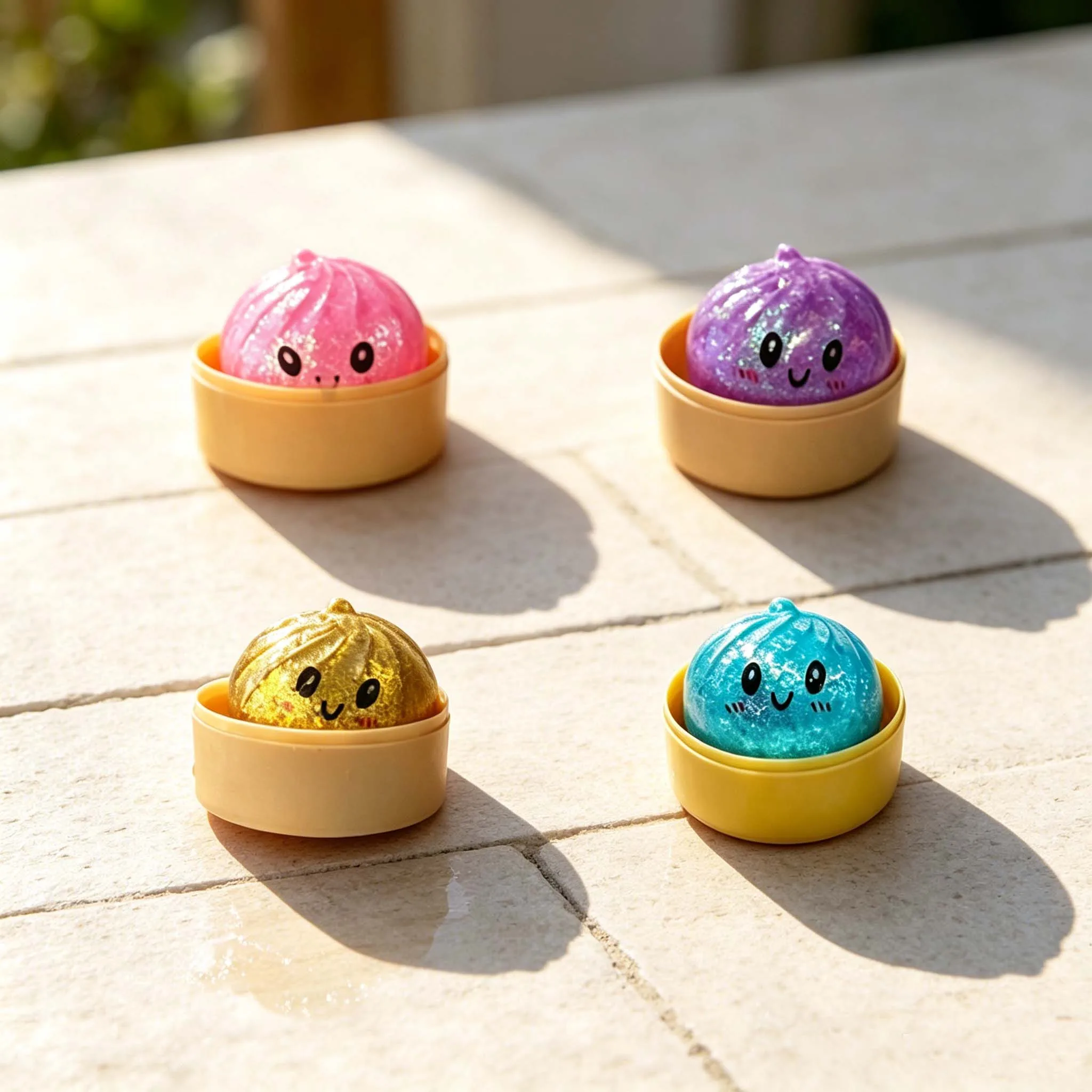 

New Glitter Dumpling Squishy with Box Dumplings Sensory Squeeze Toy Decompression Slow Rising Anti Stress Reliever Sensory Gift