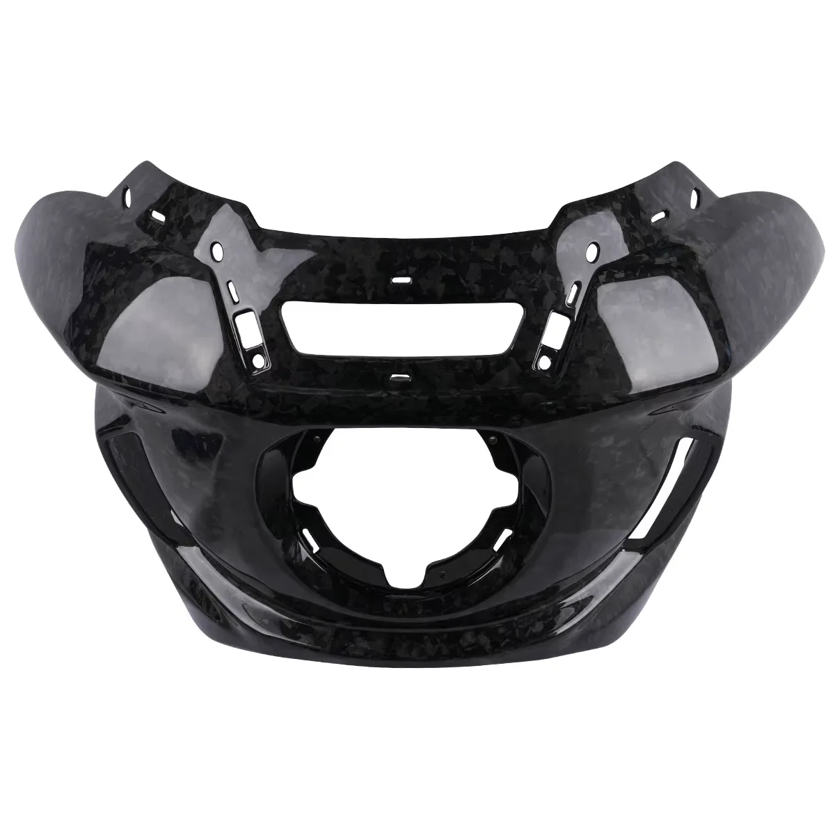 Glossy Forged Carbon Fiber Motorcycle Headlight Fairing Cowl Black Compatible with 2018 for Harley Low Rider ST and Later Models