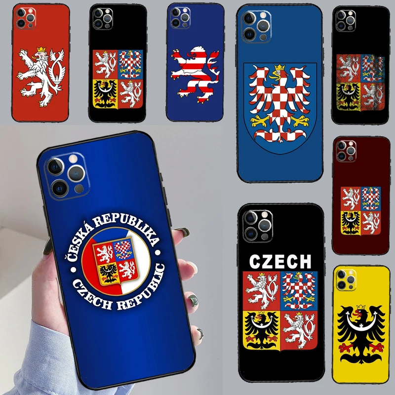 Czech Emblem Czech Republic Flag Phone Case For iPhone 16 11 12 13 14 15 Pro 12 13 Mini X XR XS Max Plus Cover Coque