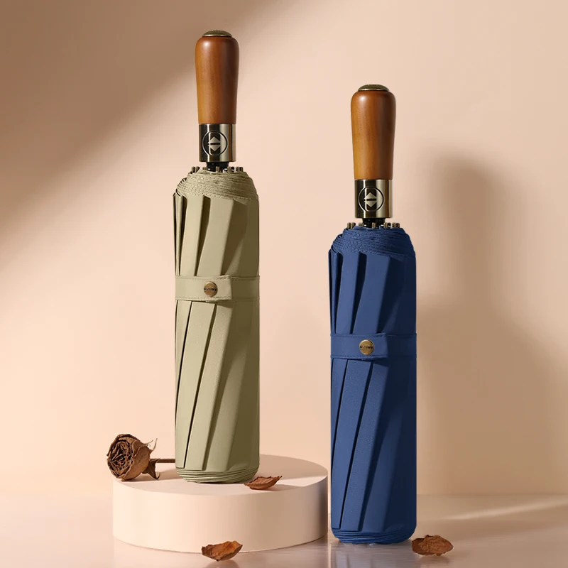 

Japanese Style 126cm Twelve Bone Large Double Layer Windproof Rain Umbrella Retro Three Automatic Business Men's Folding Umbr...