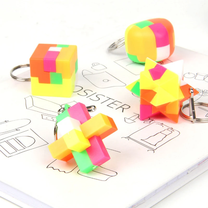 Plastic Kongming Lock Puzzle Mini Building Blocks Creative Nostalgic Assembly Ball Children's Toy Cube Ball Diy Keychain J123