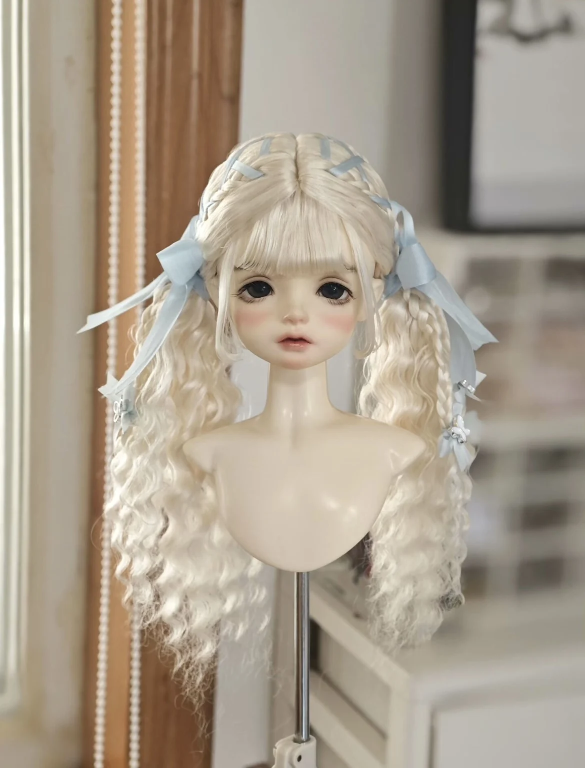 BJD wig vintage curly doll hair, hairpiece with braids, mohair hairstyle wigs doll hair free shipping