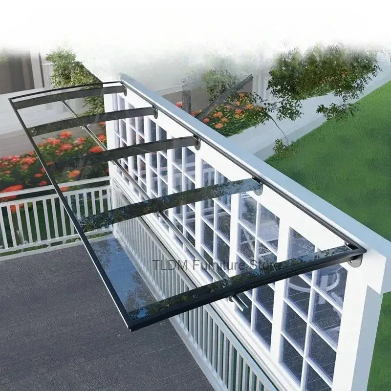 Outdoor Polycarbonate Rainproof Window Door Canopy Sunshade Shelter Fixed Awning for Patio Garden Transparent UV Protection