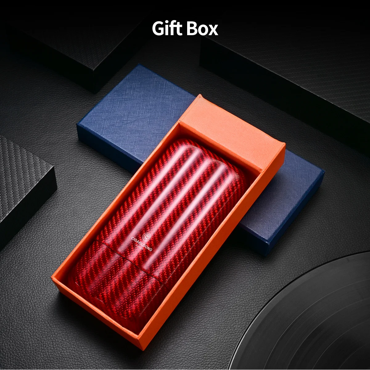 Travel Cigar Tube Stored 3 pcs Carbon Fiber Portable Cigar Humidor Tube Moisturizing Carbon Fiber Cigar Humidor With Gift Box