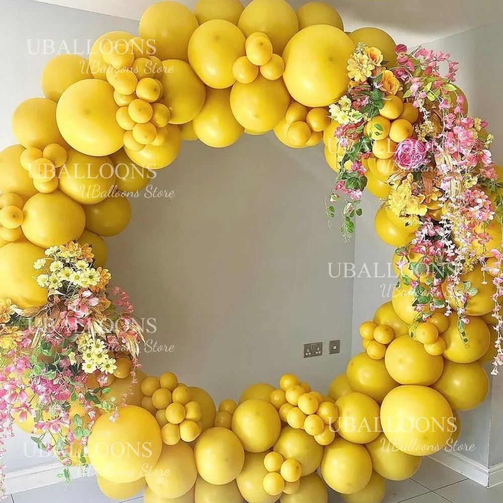 10/30/50Pcs Yellow Balloons Retro Mustard Lemon Maca Pastel Yellow Helium Latex Balloons for Birthday Baby Shower Wedding Decor