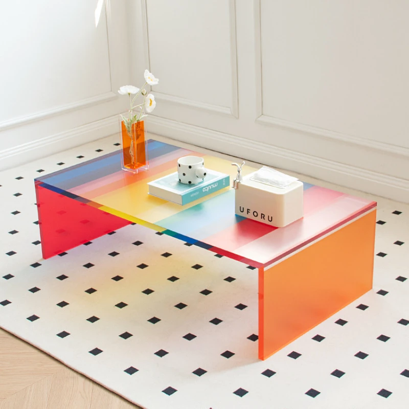 

Tatami floor rainbow coffee table, minimalist living room low table