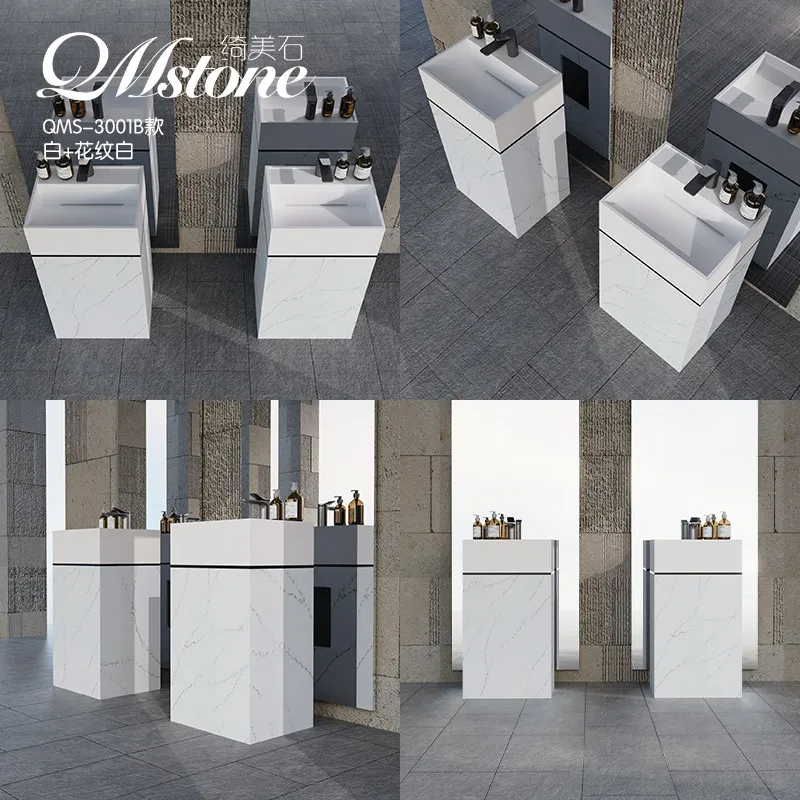 Artificial stone washbasin, hotel household circular square color blocked patterned floor basin