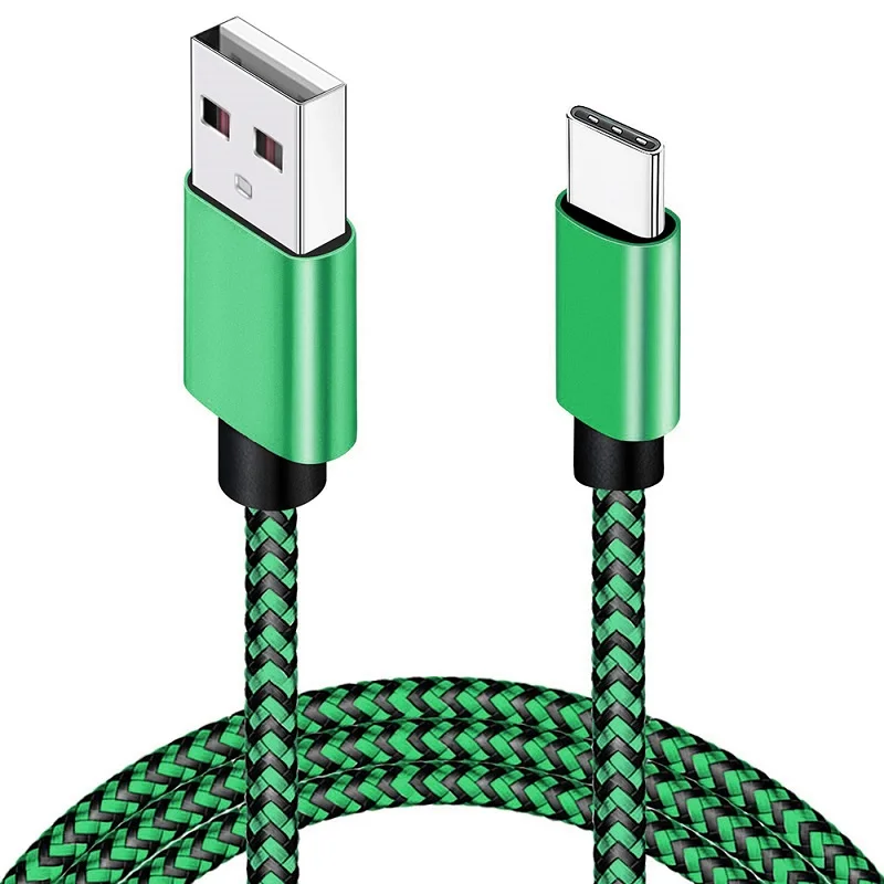 USB Type C Cable 2.4A Fast Charging Nylon Braided Wire Charger Cable For Samsung Huawei Xiaomi Android Mobile Phone Accessories