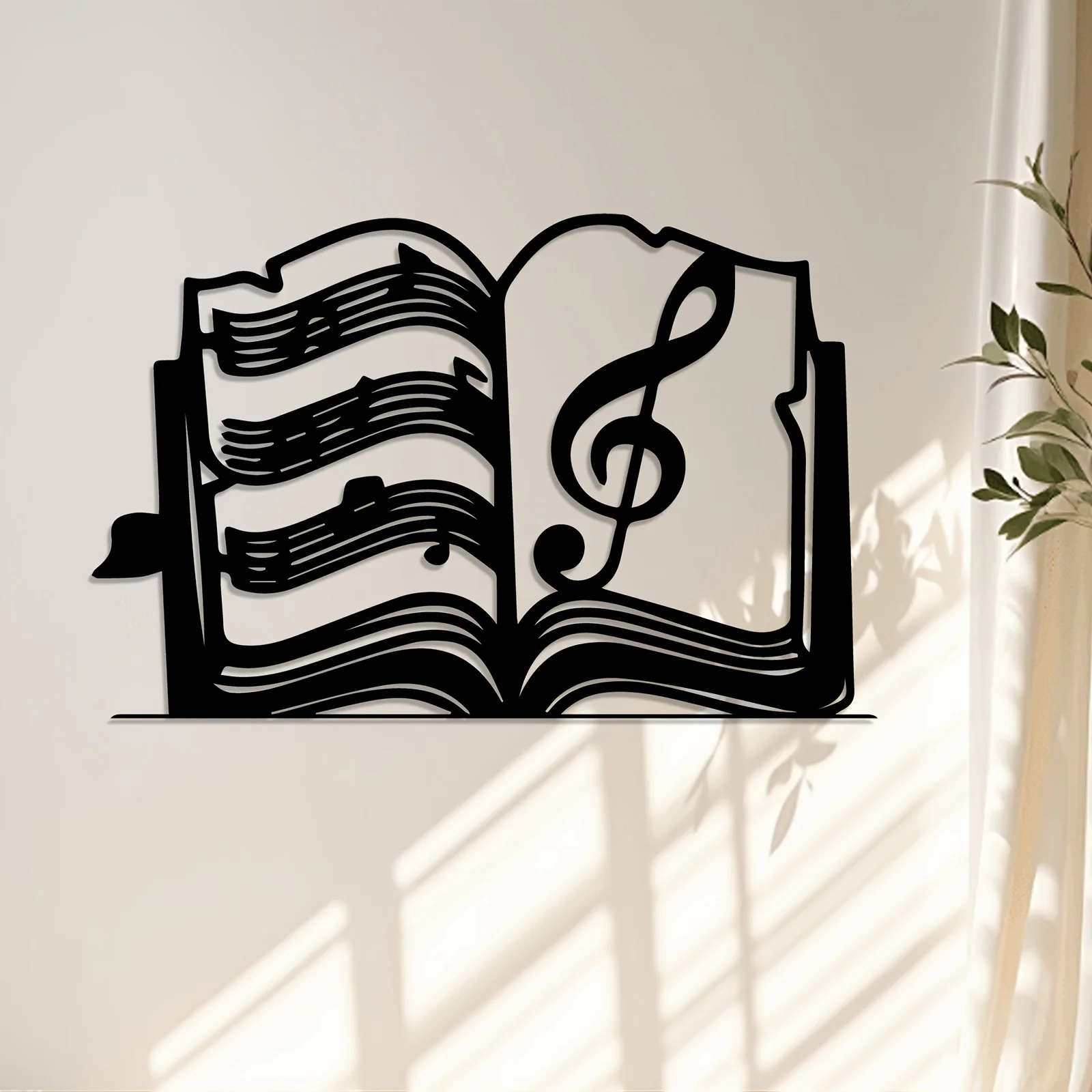 Vintage Music & Book Metal Wall Art, Iron Mural With Music Staff Treble Clef Piano Keys