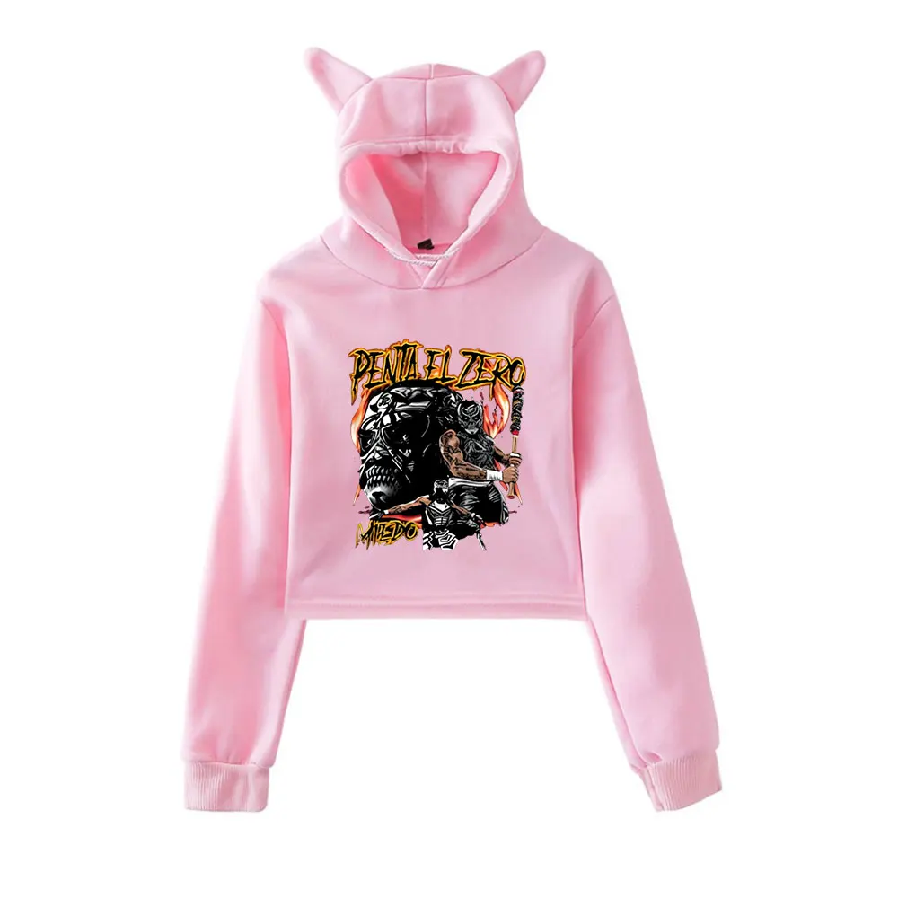 Penta El Zero Miedo Merch Vintage 90s Streetwear logo Hoodie Hoodies Sweatshirts for Girls Cat Ear Crop Fashion Sports Pullover