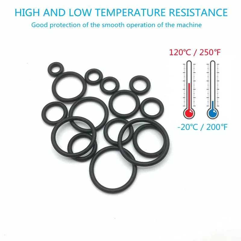 175pcs Thickness 2.65mm Rubber O Ring Assortment Black O-Ring Seals Set Nitrile Washers High Quality For Car Gasket 15 Sizes