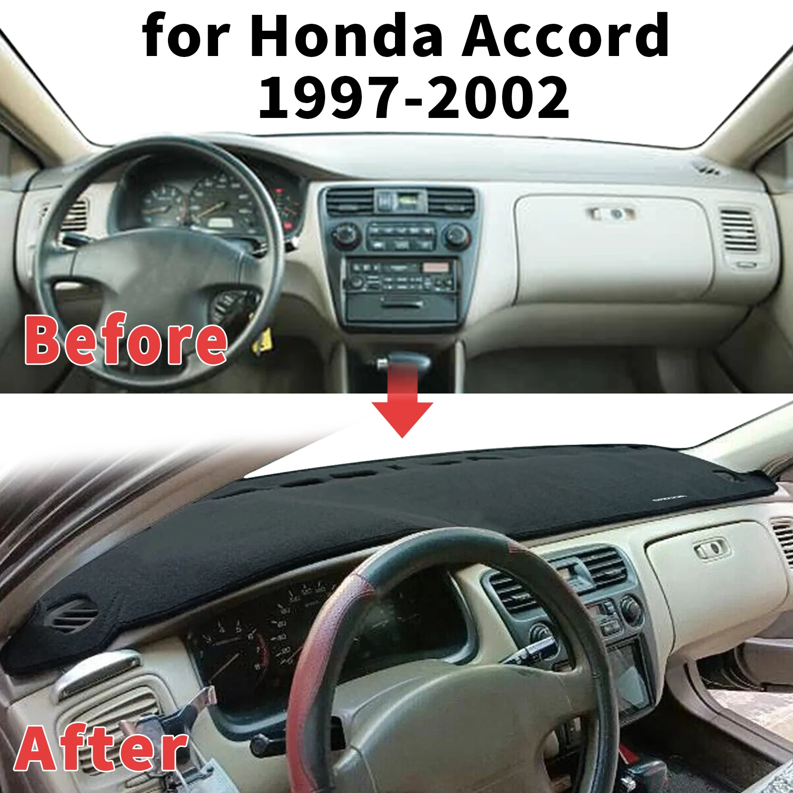 ホンダ・アコード6（1997年～2001年、2002年式）用-ダッシュボードカバー、日よけ、紫外線カット、反射防止、カーペットマット、自動車用ダッシュマット