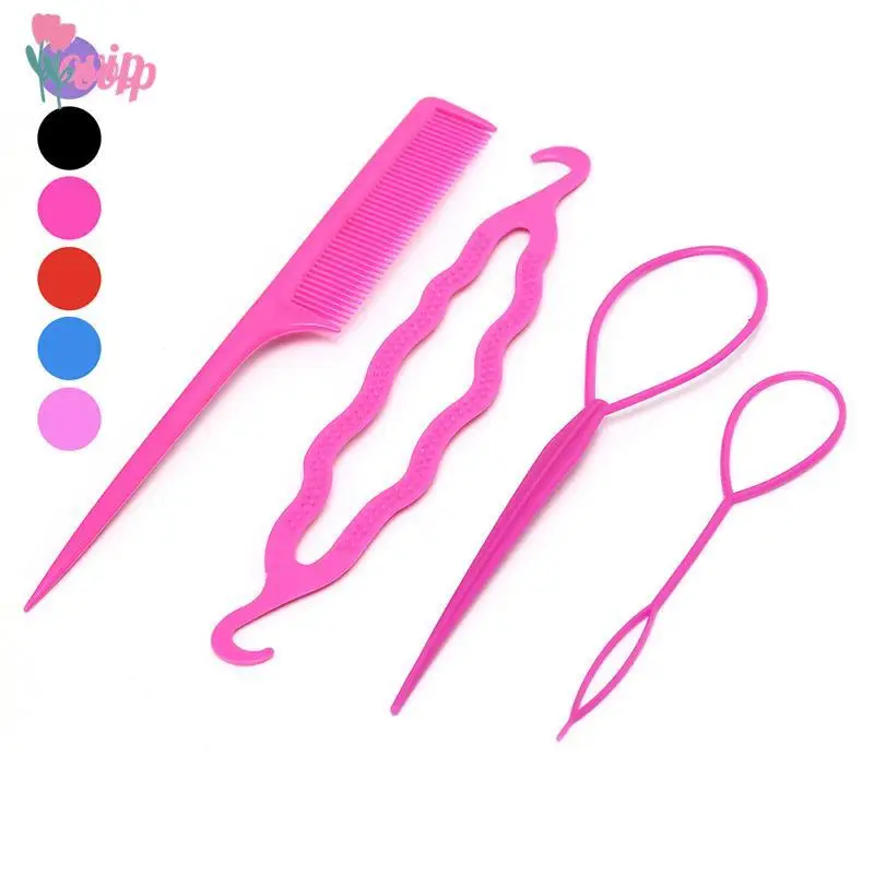 4Pcs/Set Korean Style Magic Hair Styling Braiders Set Hair Pin Bun Roller Maker Hair Braiding Twist Curler Styling Tool 6 Colors