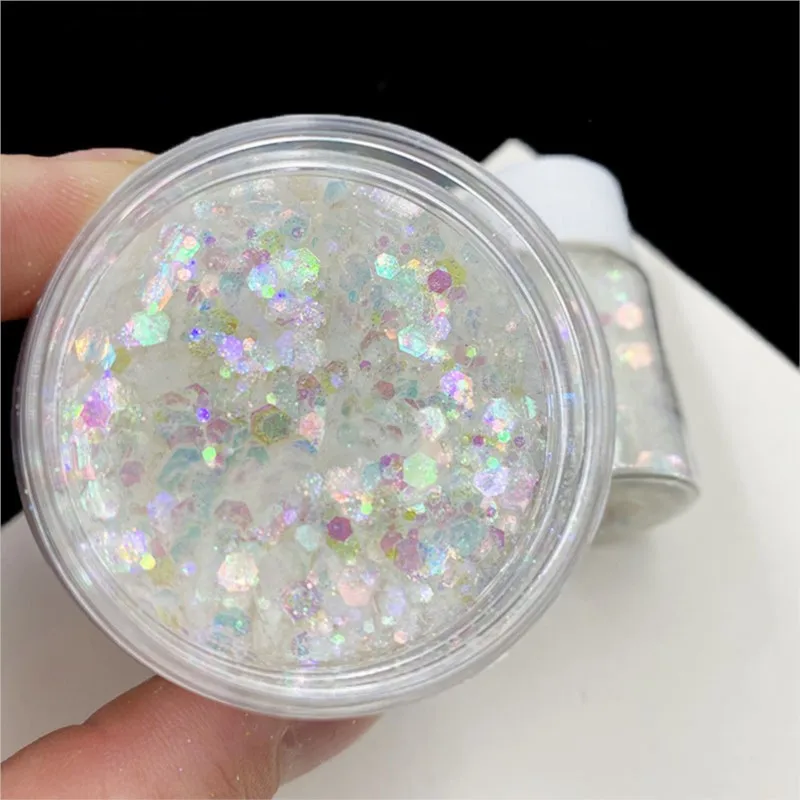 20g/bottle Mixed Mermaid Laser Nail Glitter Powder Hexagon Irregularity Illusory Color Nail Sequins For Lady Shiny Nail Manicure