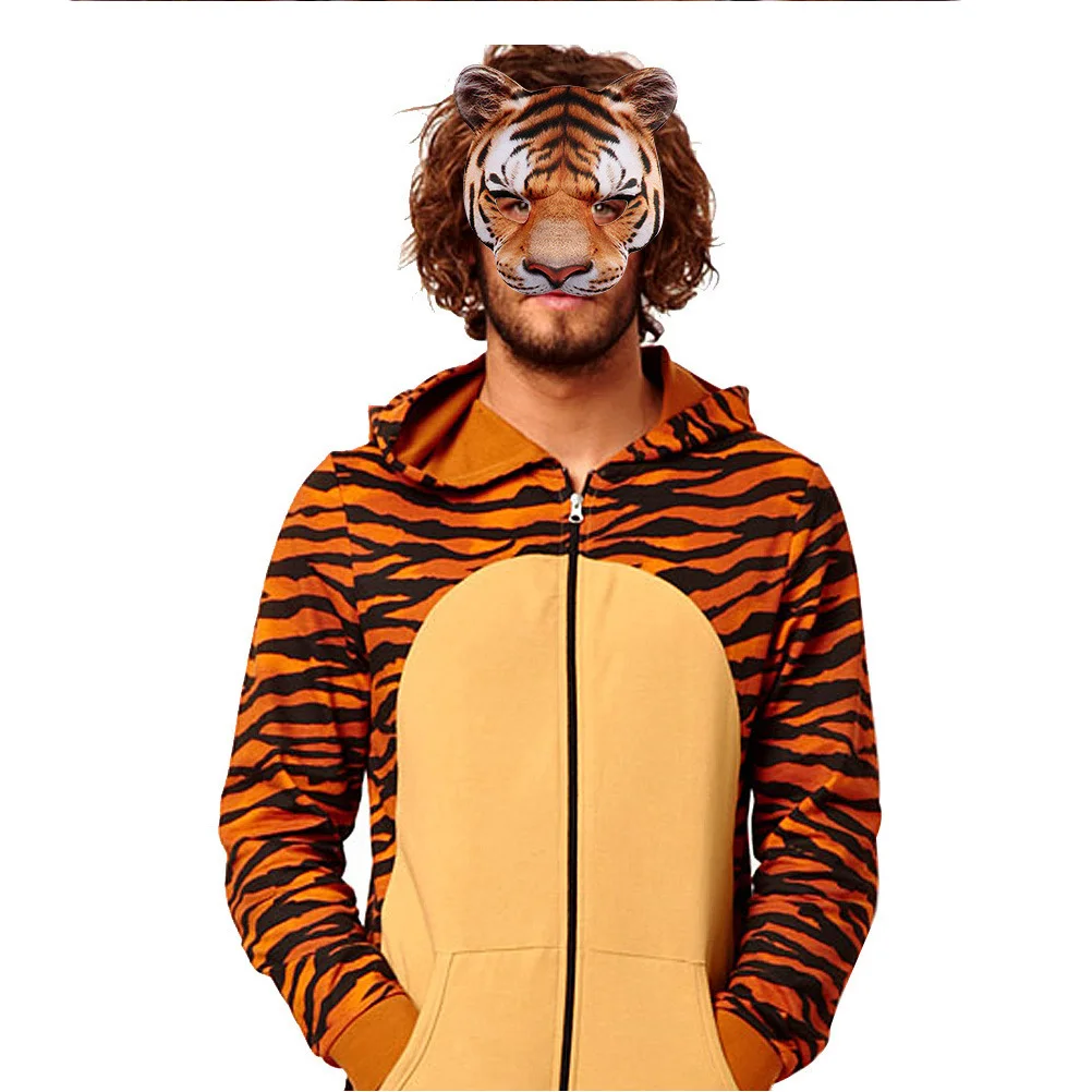

EVA Simulation Tiger Headgear Stereoscopic Animal Mask Full Face Mask Funny Halloween Performance Prop for Party Masquerade Cosp