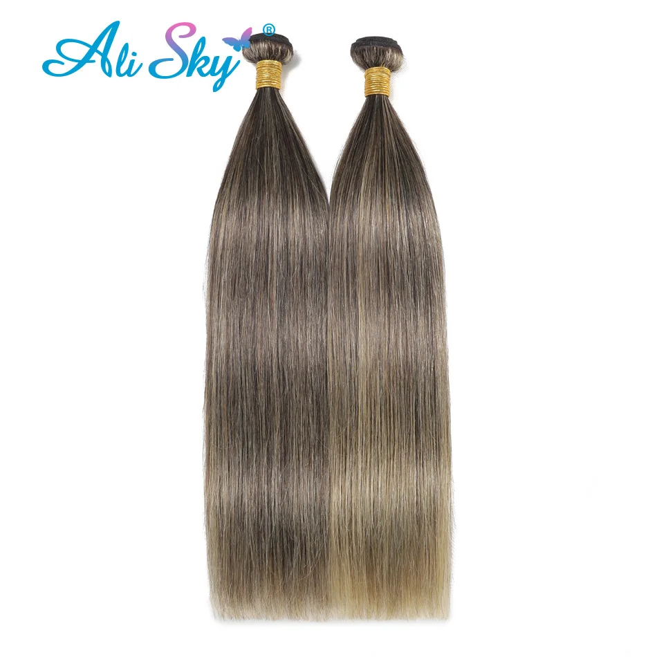 Gemengde Kleur 1b 27 Steil Haar Bundels 100% Menselijk Haar 1/3/4 Bundels Remy Hair Weave Extension Highlight Honingblonde Ali Sky Soft