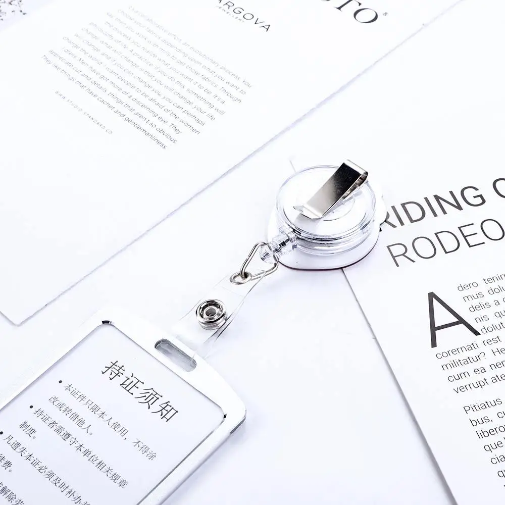 لطيف كوريا الزهور بكرة كليب طالب الاكريليك الكرتون شارة حامل حامل بطاقة الاسم قابل للسحب شارة بكرة مقاطع بطاقة الهوية #3