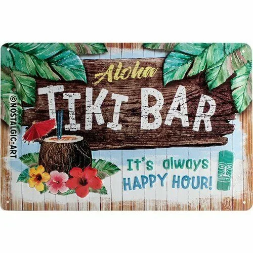 

Ностальгический открытый Tiki Bar жестяной знак, металлический жестяной знак, Настенный декор 12x8 дюймов