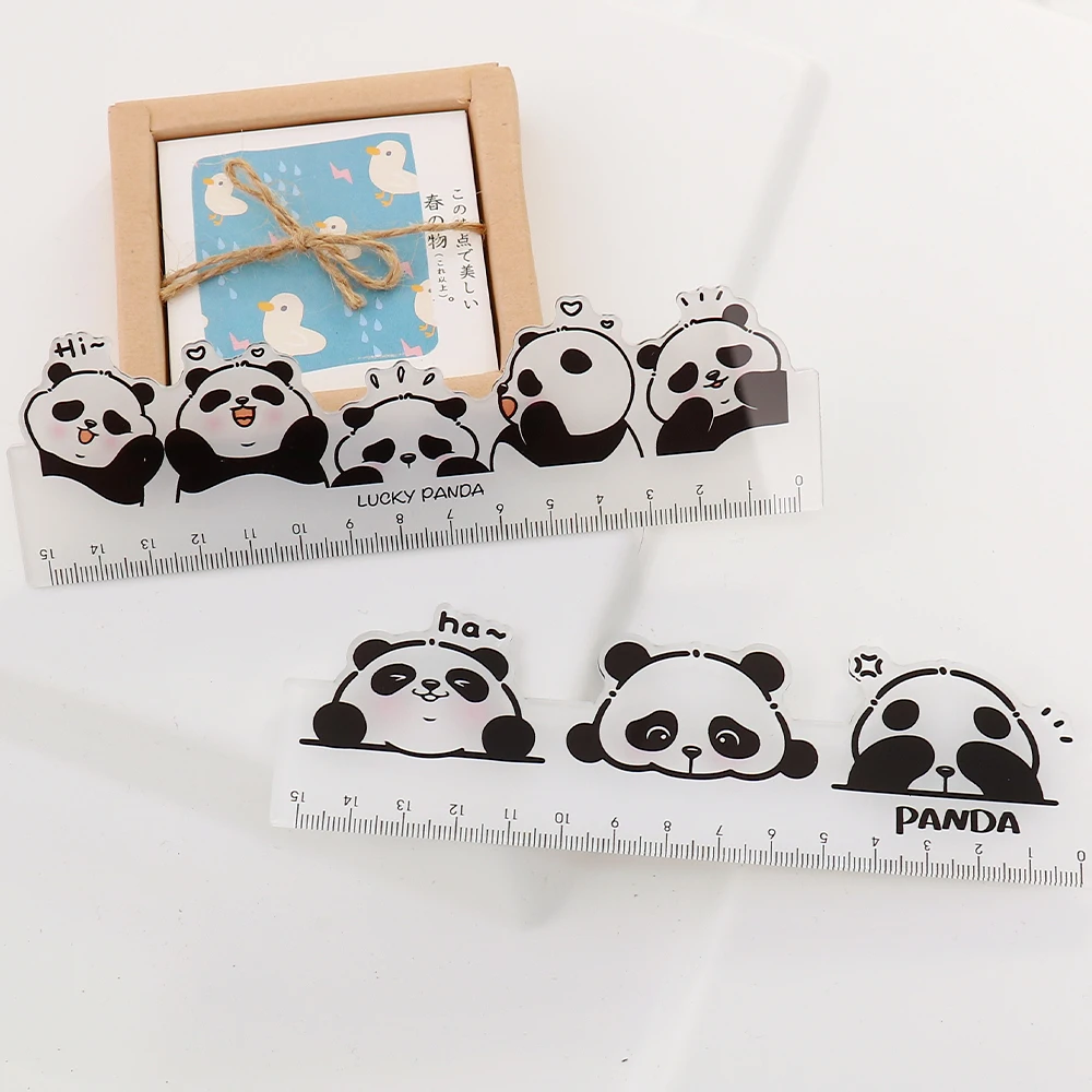 1 Piece Cute panda Straight Kawaii Christmas Ruler Tools Stationery Cartoon Drawing Office School Measuring