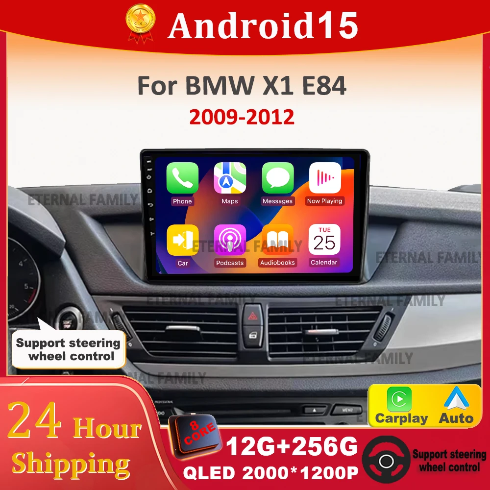Android 15 For BMW X1 E84 2009 - 2012 2K QLED Navigation Car Radio Multimedia Video Player GPS WiFi Carplay Auto 4G Head Unit
