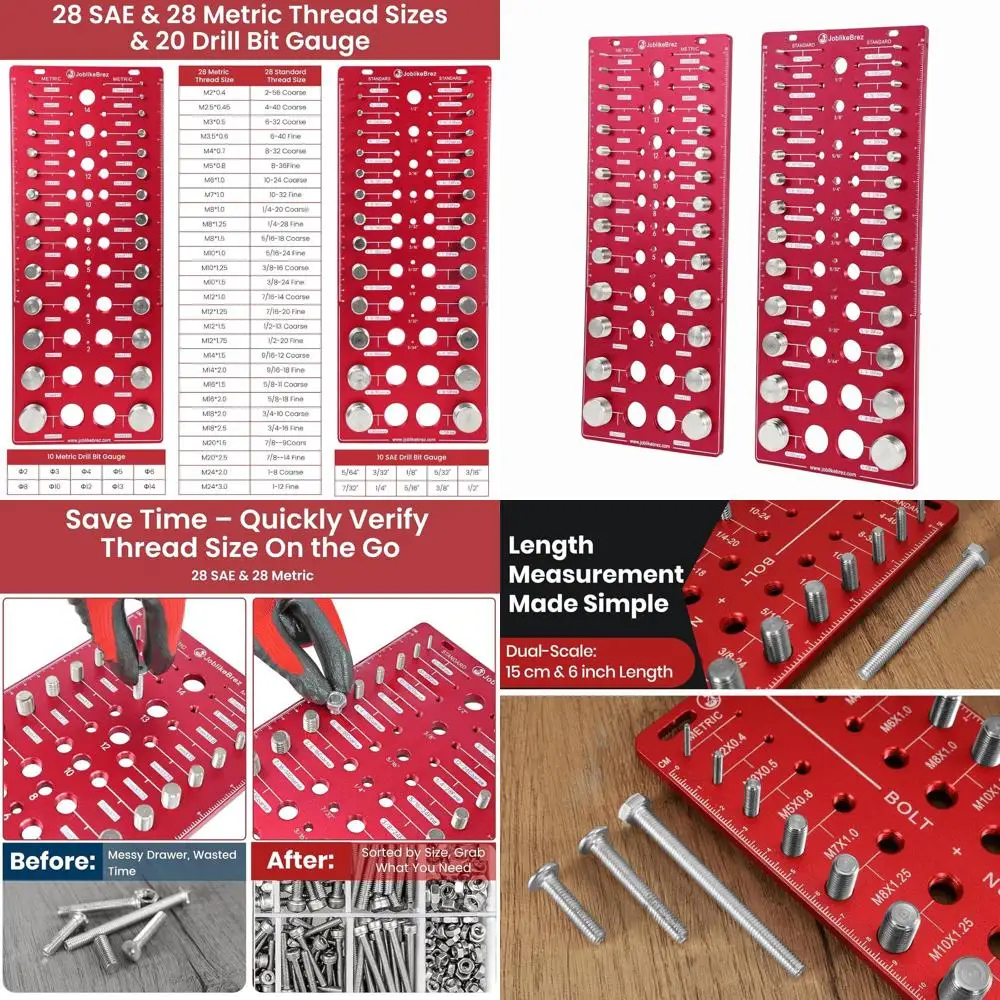 

Устройство для проверки болтовой резьбы, манометр гайки и болта, метрический искатель размера сверла, настенный идентификатор резьбы, линейка дюймов и СМ