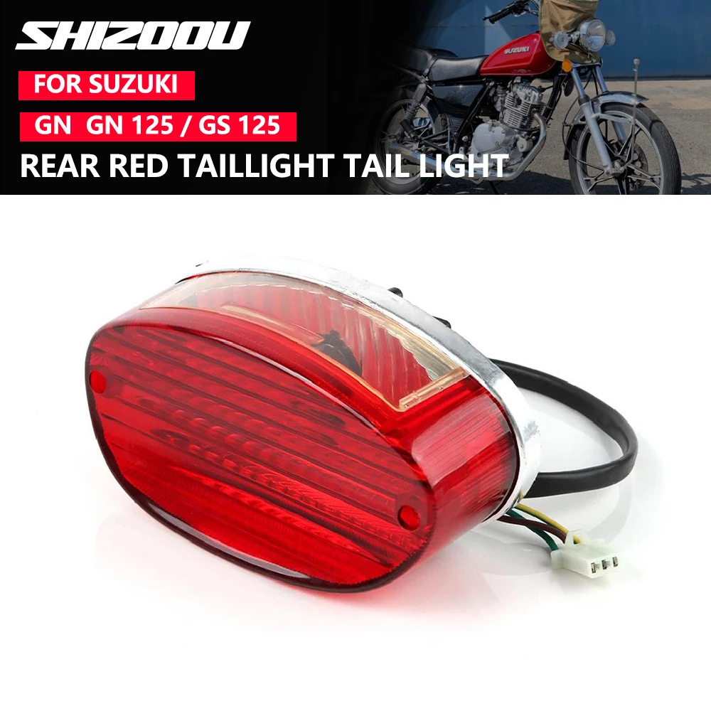 For Suzuki GN GS Taillight Motorcycle Rear Red  Tail Light Brake Tail Light Stop Indicator  Light Lamp 12V