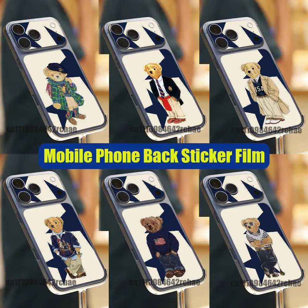 

For Fashion Cartoon Bear Stars iPhone 17 Pro Max Phone Back Sticker Film Decal Skin Wrap DIY Custom Stickers Full Cover