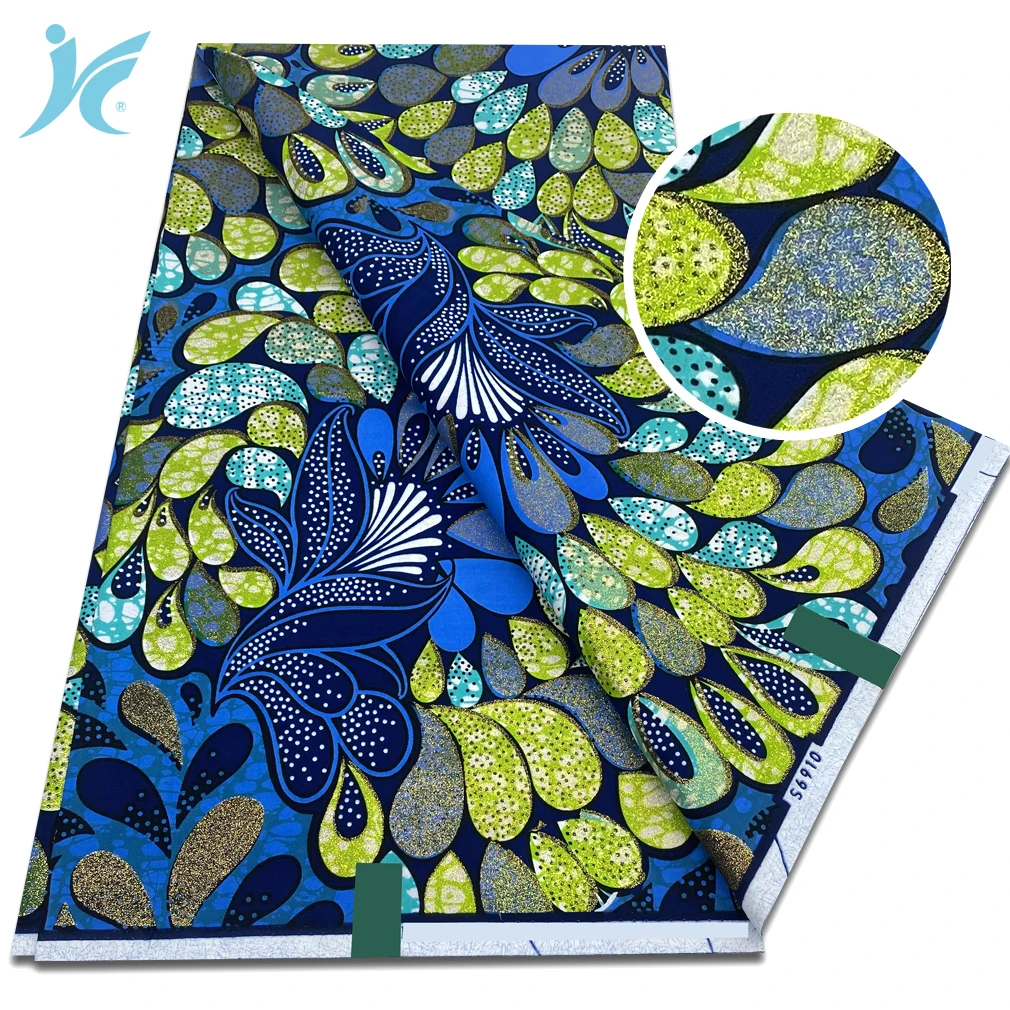 Nieuw ontwerp Afrikaanse Flash Gold Print Stof Zachte Ankara Wax Stof 6 yards Echte Afrikaanse Gouden Stof 2025 Grand Super Batik