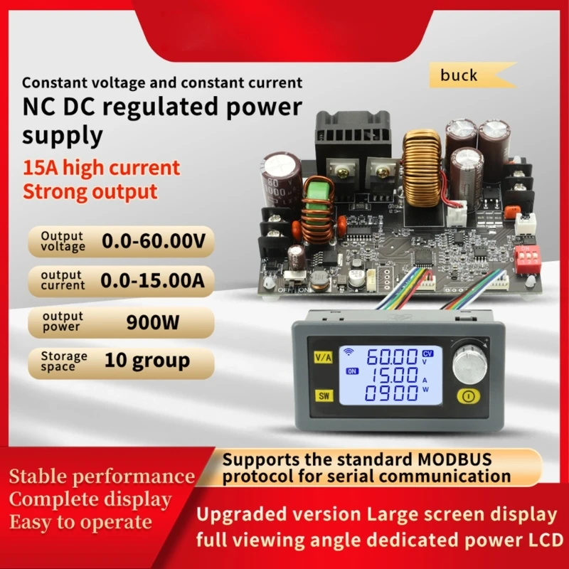 모듈, 조정 가능한 컨버터 스텝 다운 전압 조정기, LCD 전원 공급 장치, 드롭 배송, 6-70V ~ 0-60V, 15A