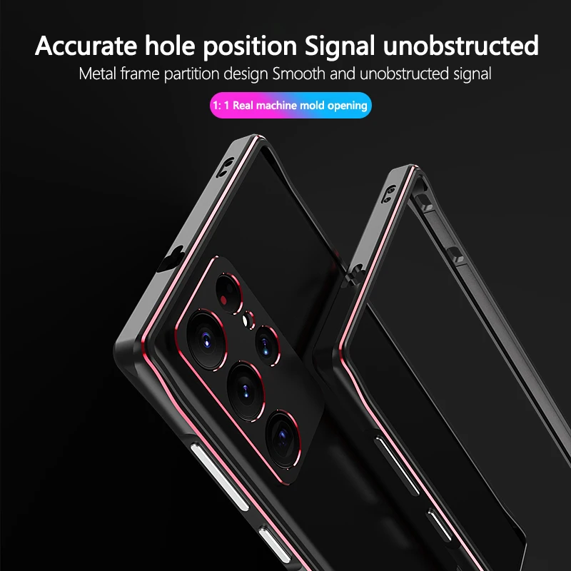 Luxury Metal Frame Bumper Phone Case for Samsung Galaxy S25 S24 S23 Ultra Plus Aluminum Alloy Heat Dissipation Shockproof Cover