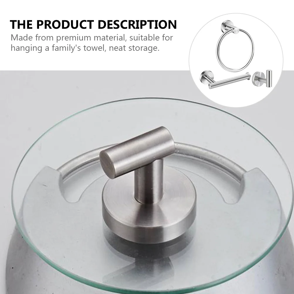 

3Pcs Premium Towel Ring Set for Bathroom Wall Mounted Towel Bar Paper Holder Clothes Hook Space Saving Storage Solution