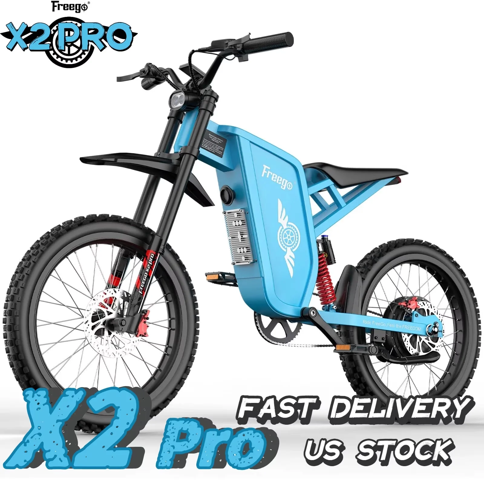 Freego X2 Pro Electric Dirt Bike 6000W Motor 60V/30Ah Battery Ebike 7 Speed Electric Motorcycle 50MPH Electric Bike UL Certified